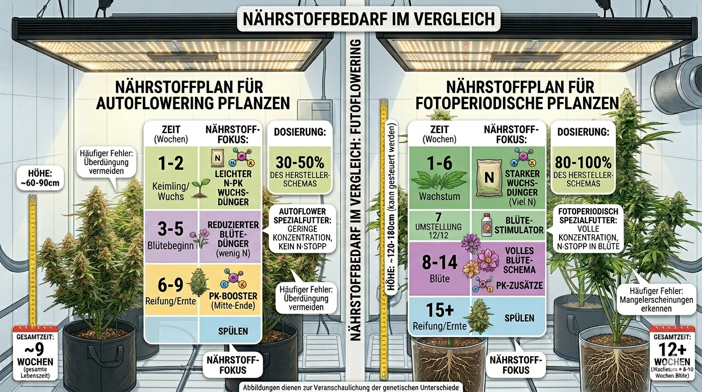 Nähstoffe bedarf für eine Auto vs, Fotoperiodischen Cannabispflanze