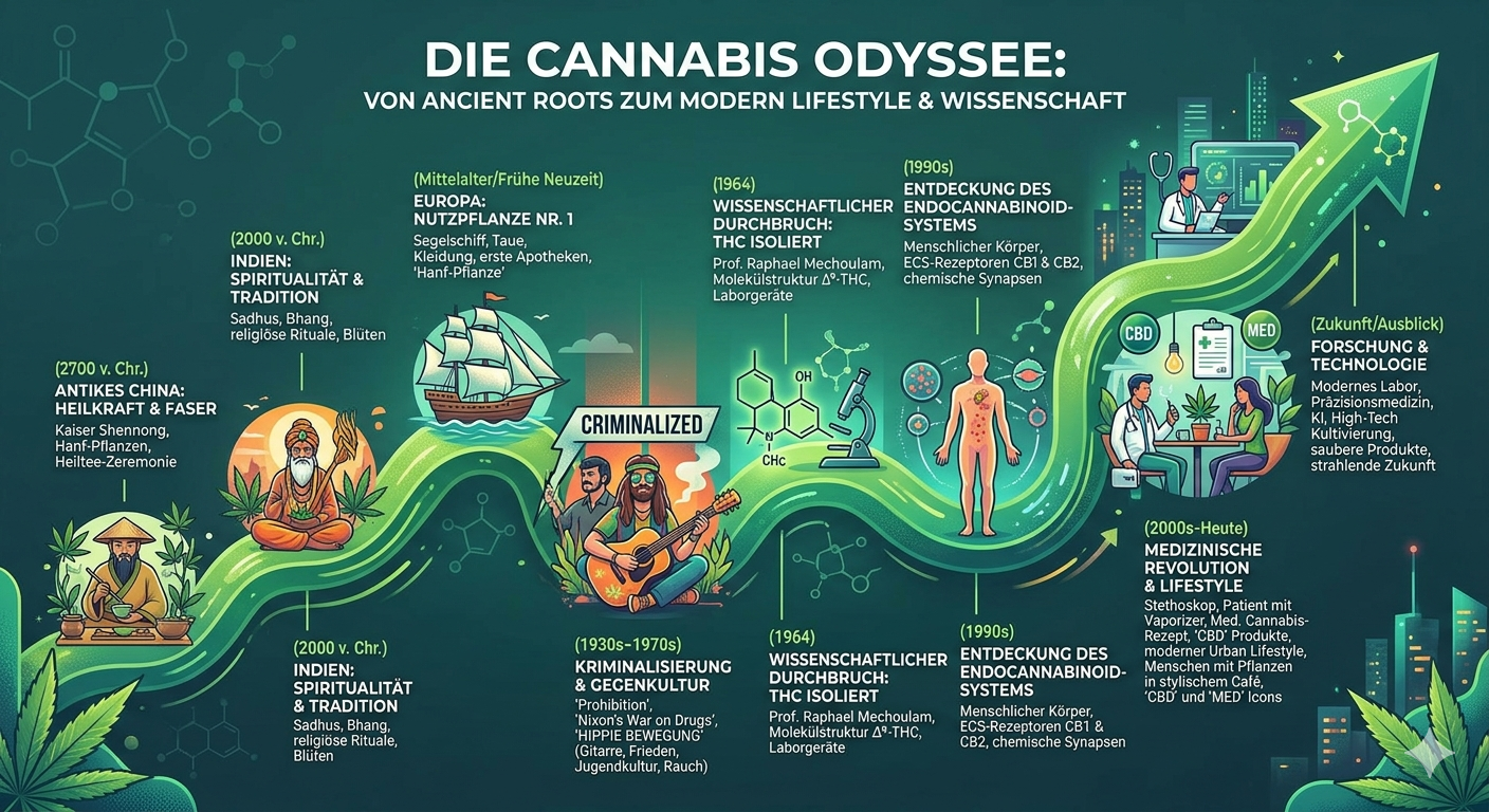 DIE CANNABIS ODYSSEE: VON ANCIENT ROOTS ZUM MODERN LIFESTYLE & WISSENSCHAFT